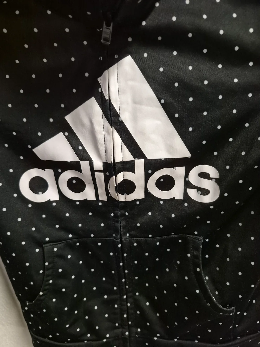 adidas Kids Black Polka Dot Zip Swim Jacket